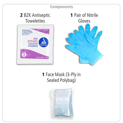 Hydra Protective Face & Gloves First Aid Kit in Zipper Pouch
