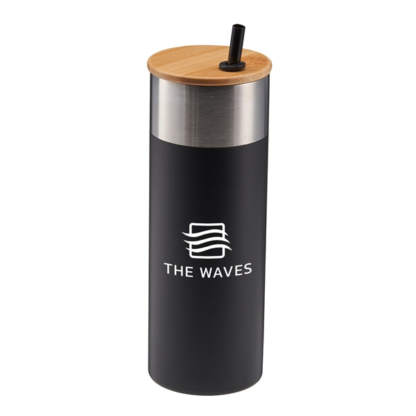 20 oz Stainless Steel Travel Tumbler with Bamboo Lid & Straw