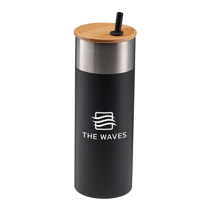 20 oz Stainless Steel Travel Tumbler with Bamboo Lid & Straw