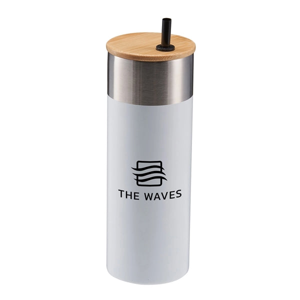 20 oz Stainless Steel Travel Tumbler with Bamboo Lid & Straw
