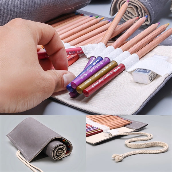 Canvas Roll Up Pencil Case(24Slots)