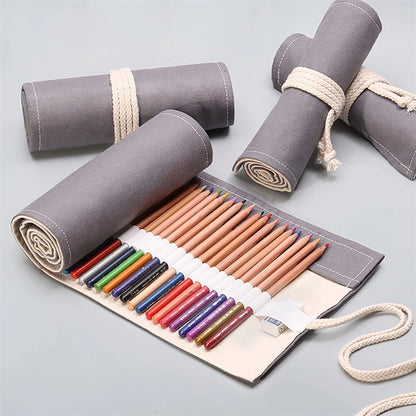 Canvas Roll Up Pencil Case(24Slots)