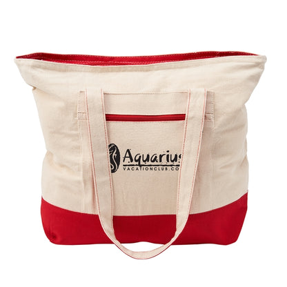 12 oz Cotton Canvas Zippered Tote Bag