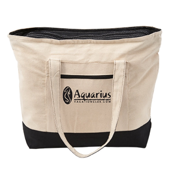 12 oz Cotton Canvas Zippered Tote Bag