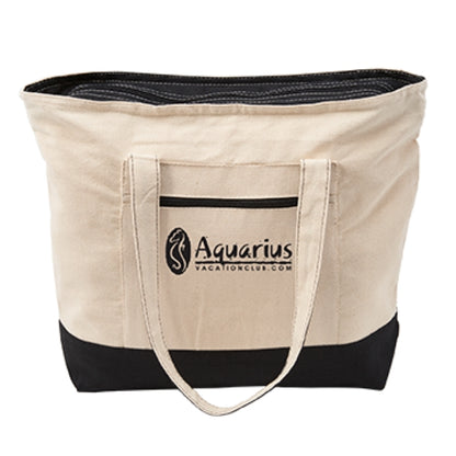 12 oz Cotton Canvas Zippered Tote Bag