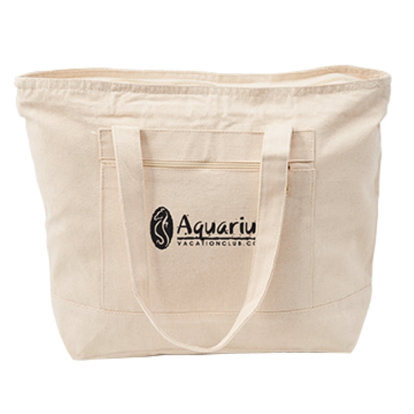 12 oz Cotton Canvas Zippered Tote Bag