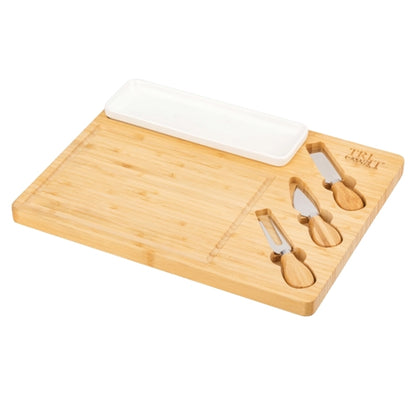 Solara Bamboo Cheese Board & Tray Knife Set