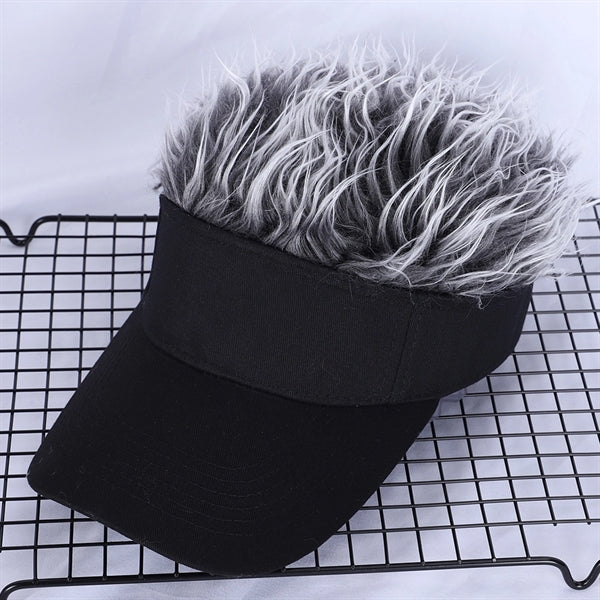Wig Peaked Baseball Hat with Spiked Hairs