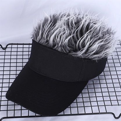 Wig Peaked Baseball Hat with Spiked Hairs