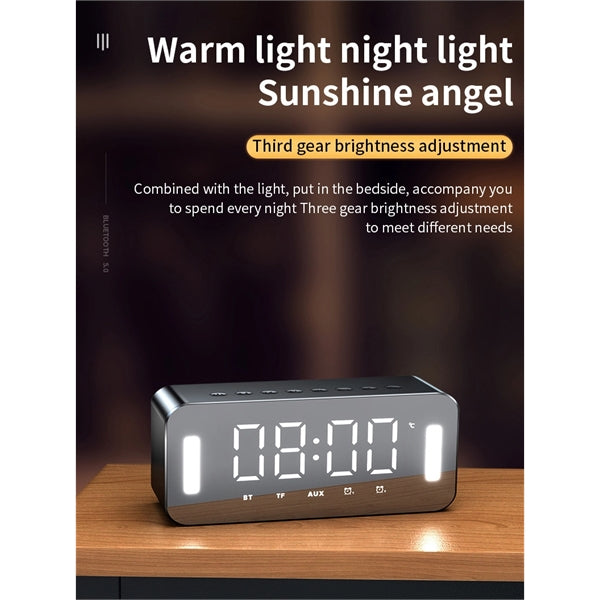 LED Mirror Digital Alarm Clock Time Display Table Wireless S