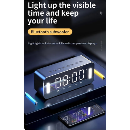 LED Mirror Digital Alarm Clock Time Display Table Wireless S