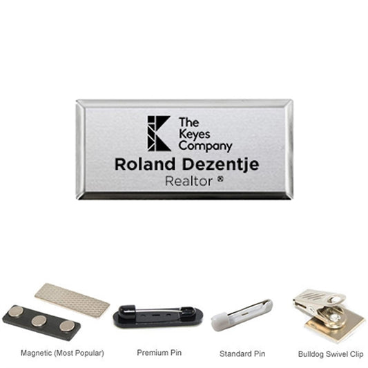 3"W x 2"H Executive metallic personalized Name Badge