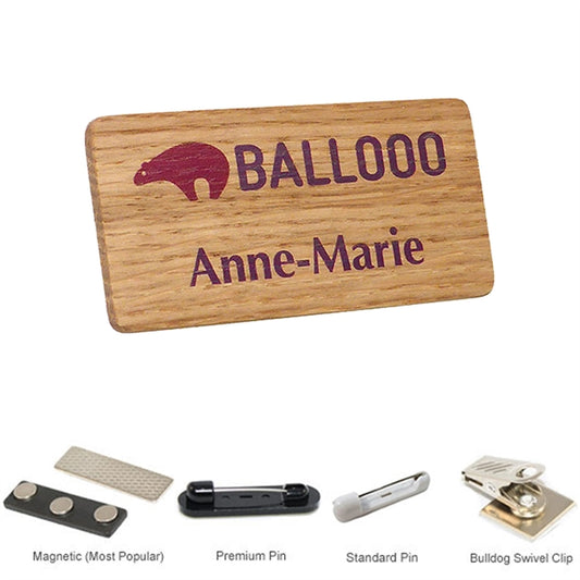 1.25 x 3 Engraved Wood Name Badge