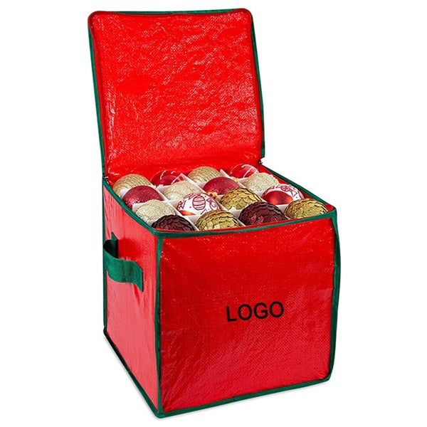 64-compartment Christmas storage box with zipper closure
