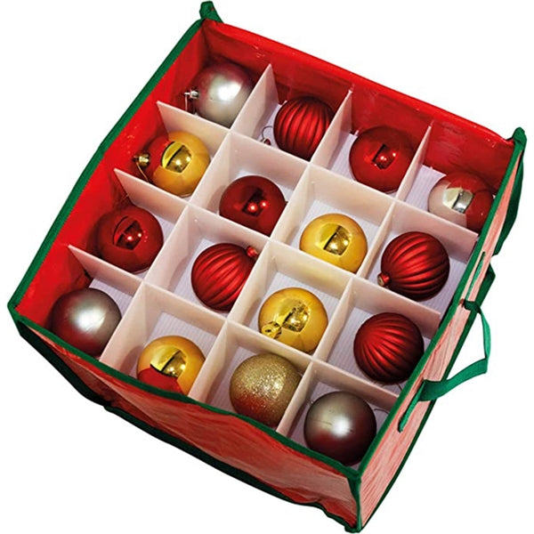 64-compartment Christmas storage box with zipper closure