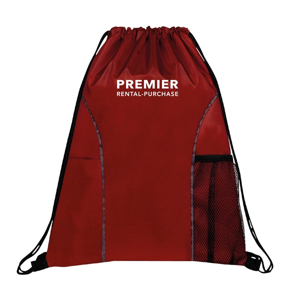 210D Polyester Drawstring Gym & Sport Backpack w/ Pockets