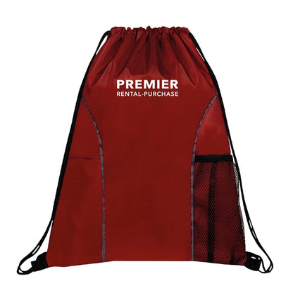 210D Polyester Drawstring Gym & Sport Backpack w/ Pockets