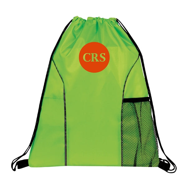 210D Polyester Drawstring Gym & Sport Backpack w/ Pockets