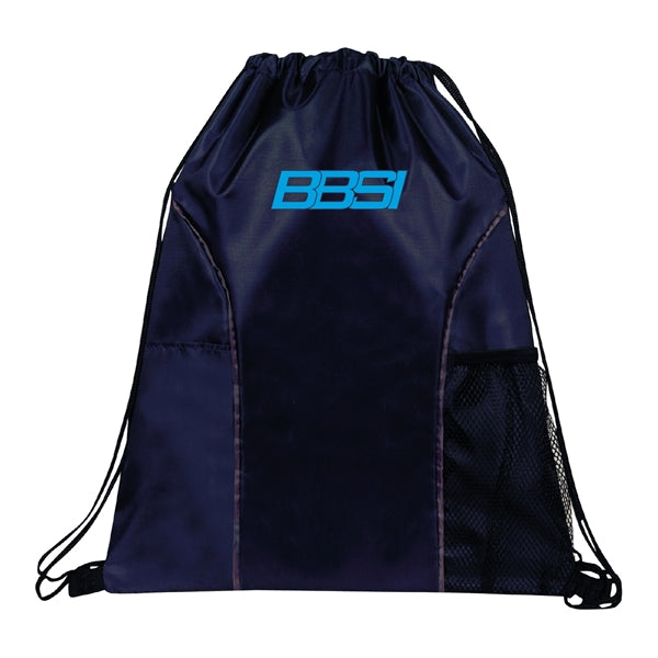 210D Polyester Drawstring Gym & Sport Backpack w/ Pockets