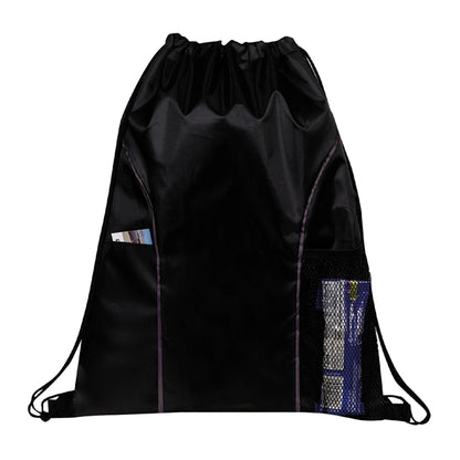 210D Polyester Drawstring Gym & Sport Backpack w/ Pockets
