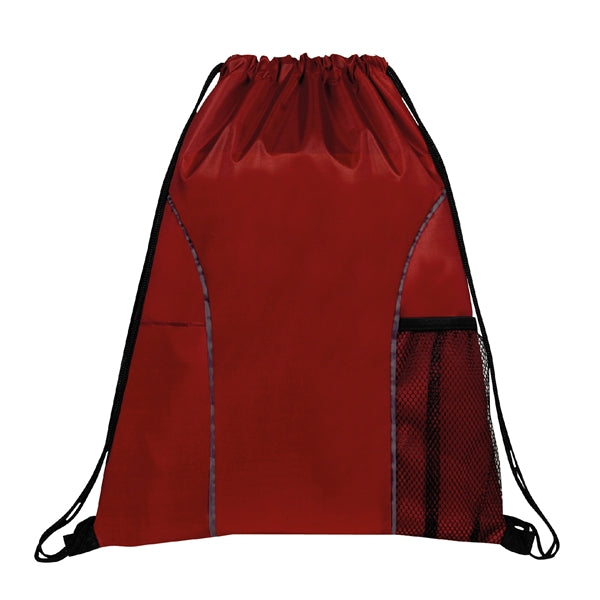 210D Polyester Drawstring Gym & Sport Backpack w/ Pockets