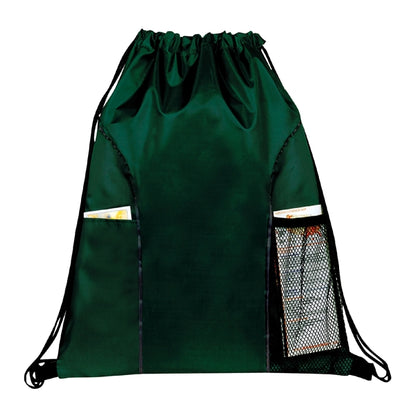 210D Polyester Drawstring Gym & Sport Backpack w/ Pockets