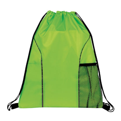 210D Polyester Drawstring Gym & Sport Backpack w/ Pockets