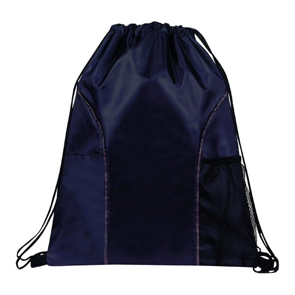 210D Polyester Drawstring Gym & Sport Backpack w/ Pockets