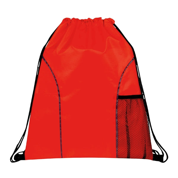 210D Polyester Drawstring Gym & Sport Backpack w/ Pockets